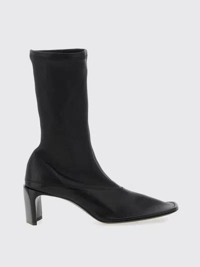 Jil Sander Square Toe Ankle Boots With Block Heel In Black