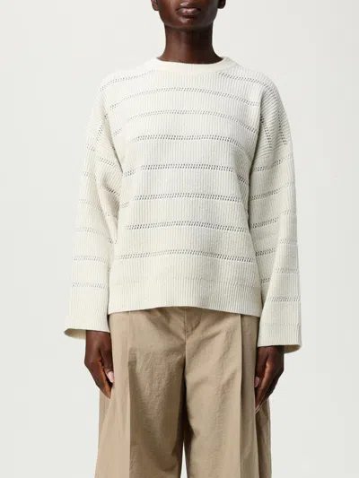 Brunello Cucinelli Ivory Diamond Cashmere And Wool Sweater In White