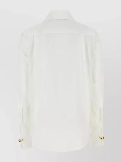 Loewe Pleated Front Long Sleeve Shirt With Pointed Collar In White