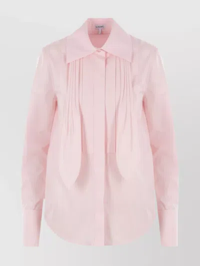 Loewe Poplin Shirt With Pleated Neck Tie In Pink