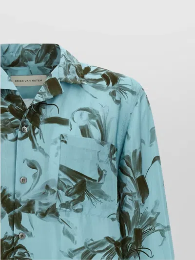 Dries Van Noten Floral Pattern Long Sleeves Shirt With Chest Pocket In Multi