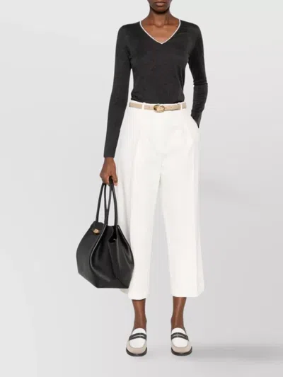 Brunello Cucinelli Cashmere And Silk V-necked Sweater In Black