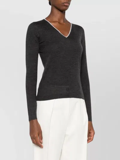 Brunello Cucinelli Cashmere And Silk V-necked Sweater In Black