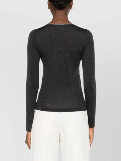 Brunello Cucinelli Cashmere And Silk V-necked Sweater In Black