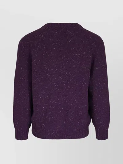 Brunello Cucinelli Crewneck Sweater With Raglan Sleeves And Speckled Pattern In Purple