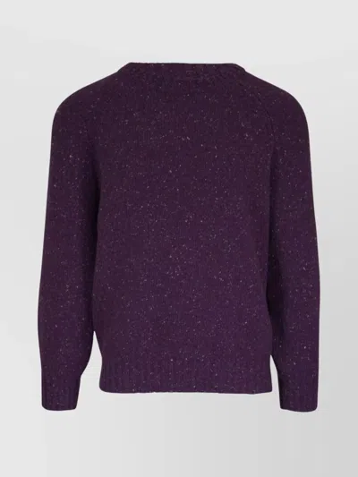 Brunello Cucinelli Crewneck Sweater With Raglan Sleeves And Speckled Pattern In Purple