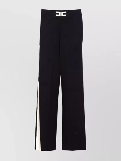 Elisabetta Franchi Palazzo Trousers With Shiny Side Bands In Multi