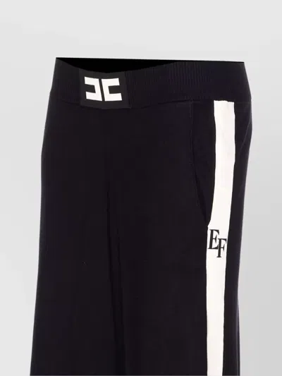 Elisabetta Franchi Palazzo Trousers With Shiny Side Bands In Multi