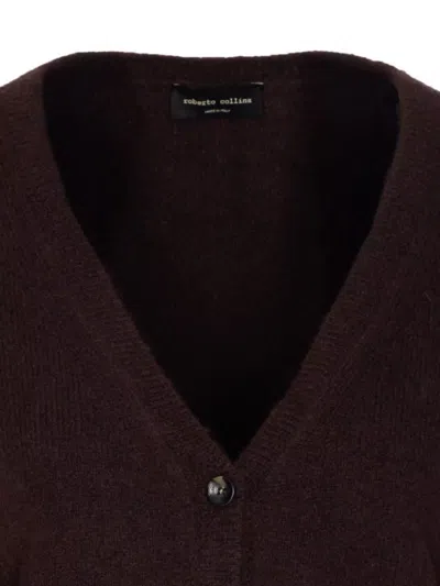 Roberto Collina Knitwear Cardigan With Cut Out Detail In Brown