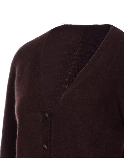 Roberto Collina Knitwear Cardigan With Cut Out Detail In Brown