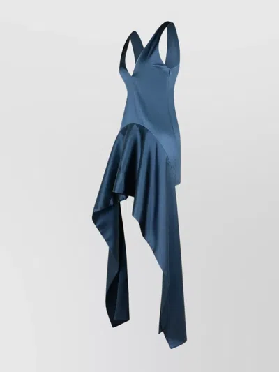 Jw Anderson Mens Steel Blue V-neck Panels Stretch-woven Mini Dress