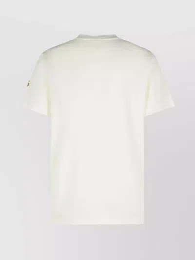 Moncler Ivory Cotton Tricolour Logo T-shirt In White