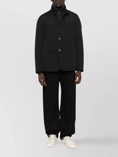 Herno Down Jacket High Collar Front Pockets In Black