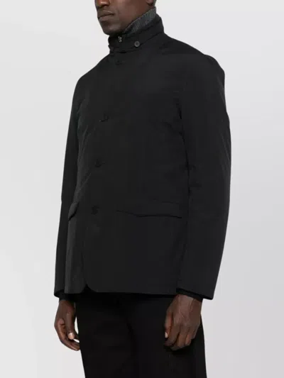 Herno Down Jacket High Collar Front Pockets In Black