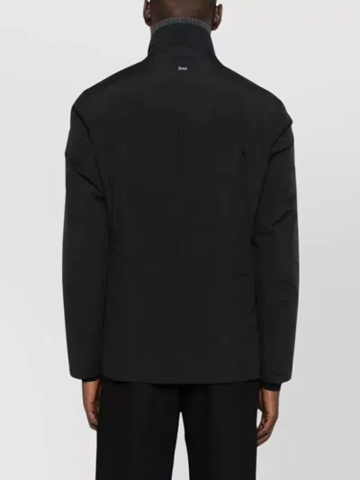 Herno Down Jacket High Collar Front Pockets In Black