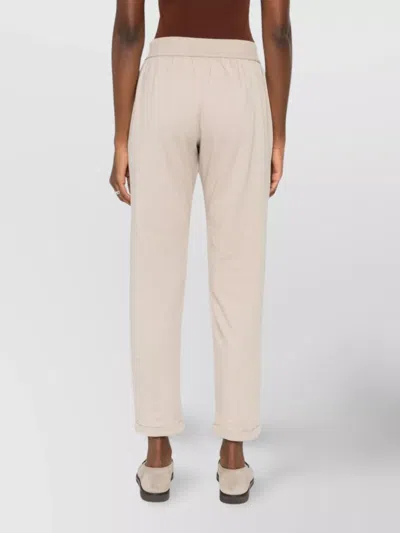 Brunello Cucinelli Cotton Joggers With Elastic Waistband And Side Pockets In Neutral