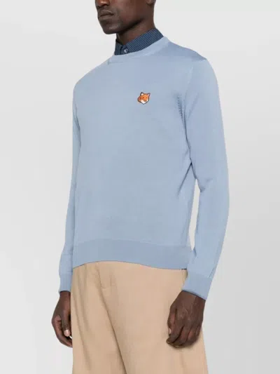 Maison Kitsuné Fox Head-patch Sweatshirt In Blue