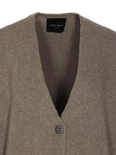 Roberto Collina Knitwear Cardigan With Front Pockets And V-neckline In Gray