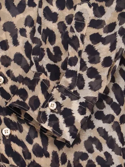 Aspesi Animal Print Collared Neck Long Sleeves Top In Animal Print