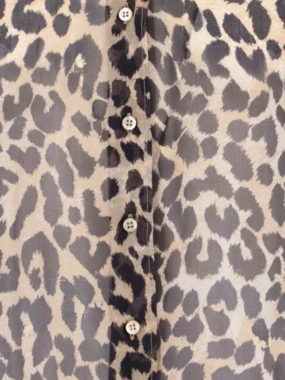 Aspesi Animal Print Collared Neck Long Sleeves Top In Animal Print