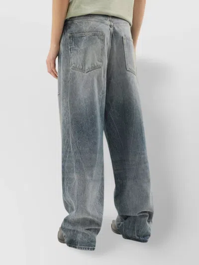 1989 Studio Distressed Wide-leg Denim Trousers With Belt Loops In Gray