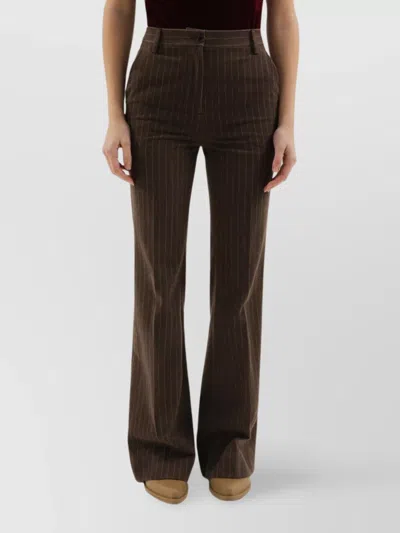 1989 Studio Flared Pinstripe Pattern Pants Striped In Burgundy