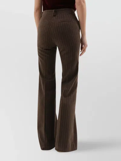 1989 Studio Flared Pinstripe Pattern Pants Striped In Burgundy