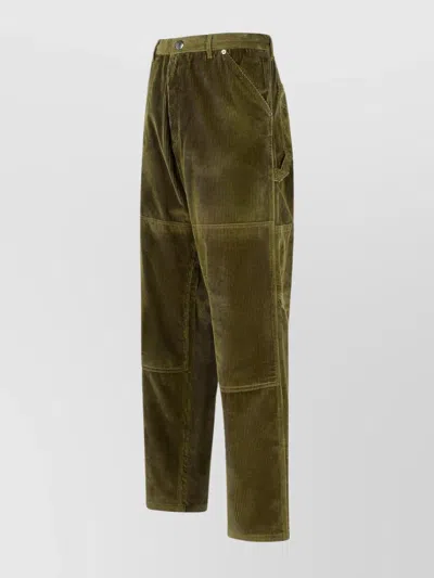 Moncler Corduroy Pants Featuring Pockets In Green