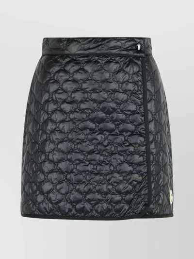 Moncler Quilted Black Skirt With Glossy Finish And Wrap Style