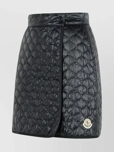 Moncler Quilted Black Skirt With Glossy Finish And Wrap Style