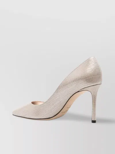 Jimmy Choo Lamé Fabric Pointed Toe Pumps In Neutral