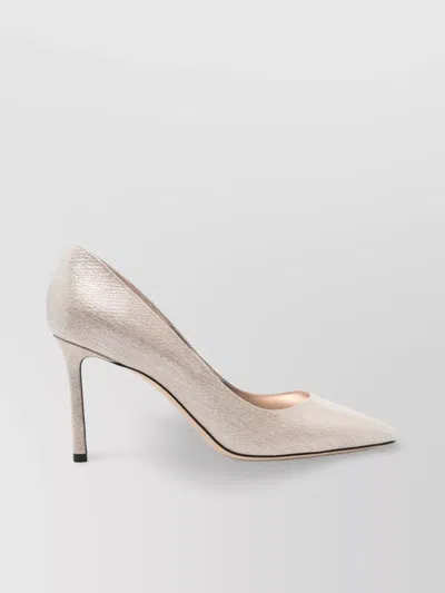Jimmy Choo Lamé Fabric Pointed Toe Pumps In Neutral