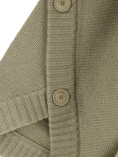 Max Mara Wool Blend Cardigan With Buttoned Hood In Green
