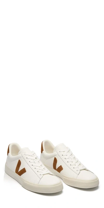 Veja Low-top Sneaker With Brown Suede Accents In White