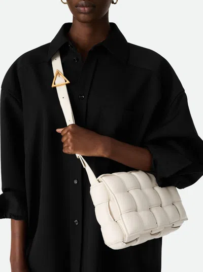 Bottega Veneta Woman Padded Cassette White Leather Crossbody Bag