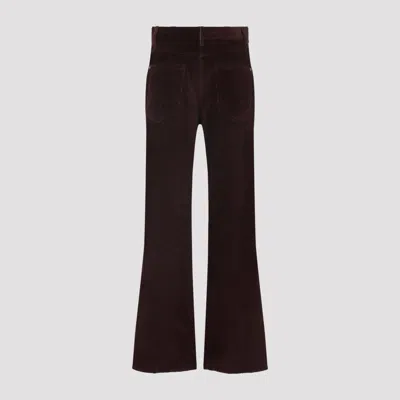 Brunello Cucinelli High-waisted Dark Red Corduroy Pants With Textured Rib Pattern In Brown