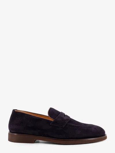 Brunello Cucinelli Suede Logo-embossed Loafers In Blue
