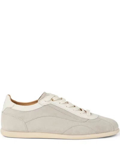 Brunello Cucinelli Suede Lace-up Low-top Sneakers In Gray