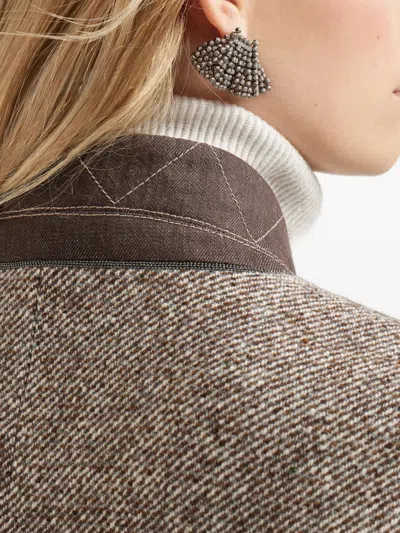 Brunello Cucinelli Wool Blend Padded Coat In Gray