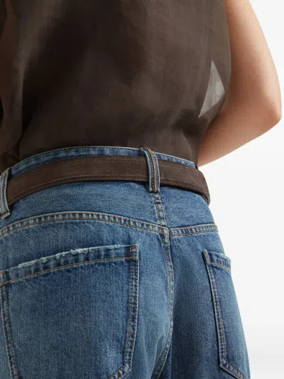 Brunello Cucinelli Authentic Denim Column Jeans With Monili In Blue