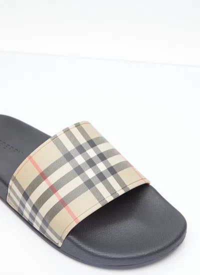 Burberry Men Vintage Check Print Slides In Black