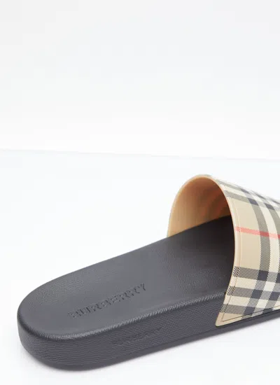 Burberry Men Vintage Check Print Slides In Black