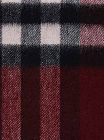 Burberry Cashmere Scarf With Embroidered Checked Pattern In Red