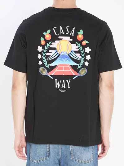 Casablanca Graphic Emblem T-shirt In Soft Organic Cotton In Black