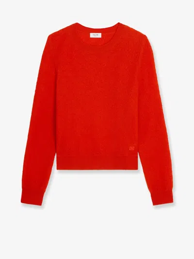 Celine Men Wool Sweater With Triomphe Detail In Red