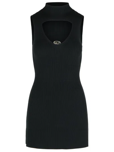 Diesel Mini Wool Dress With Inlay In Black