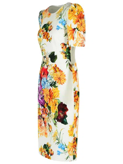Dolce & Gabbana Bouquet-print Dress In Cretonne In Multi