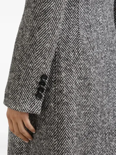 Dolce & Gabbana Single-breasted Wool Chevron Coat In Gray
