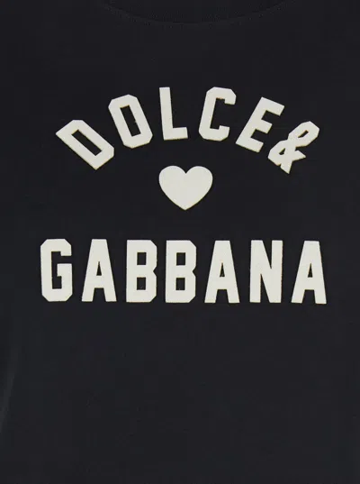 Dolce & Gabbana Black Cotton Logo T-shirt In Black