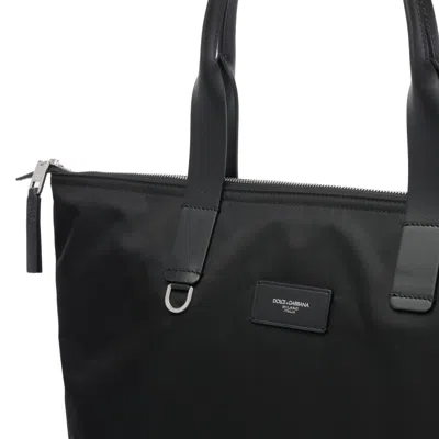 Dolce & Gabbana Zippered Tote Bag With Leather Handles In Black